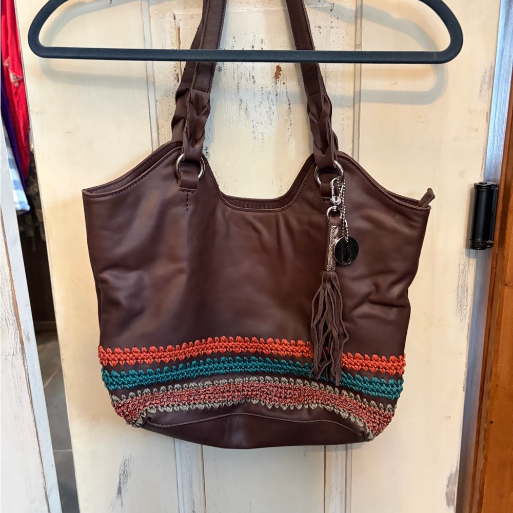 Brown Multicolor Tote Bag